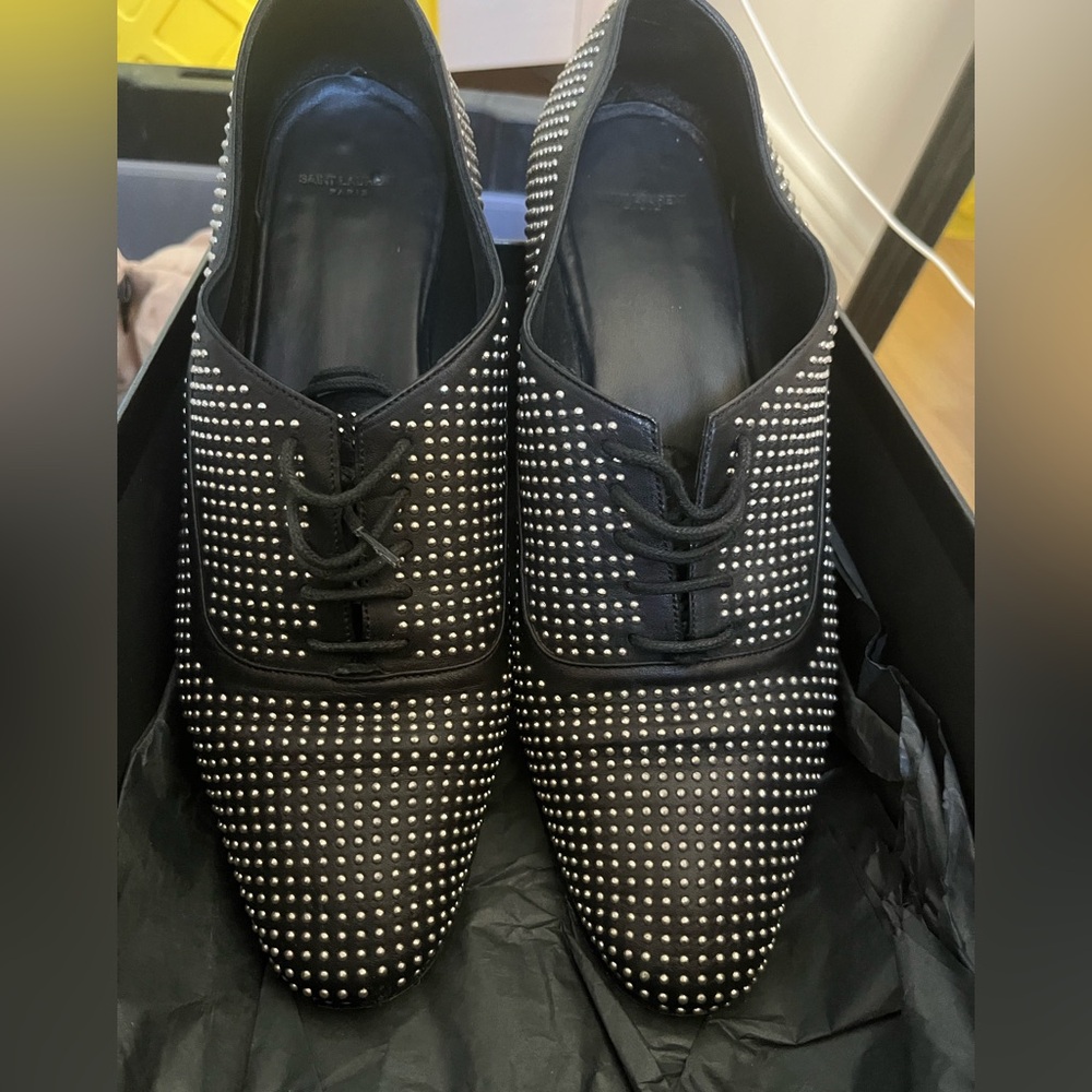 Saint Laurent Lulu black studded Brogues